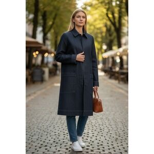 AG Adriano Goldschmied Vanessa Rain Coat Kahara Denim Jacket Women's S‎ Blue